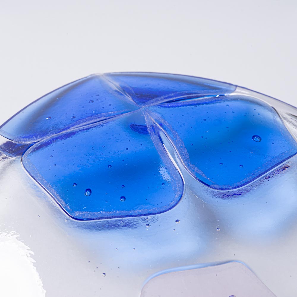 ガラス作家 佐々木翔子 角小皿 ブルー×ライトピンク ガラス作家 佐々木翔子 ガラスもの