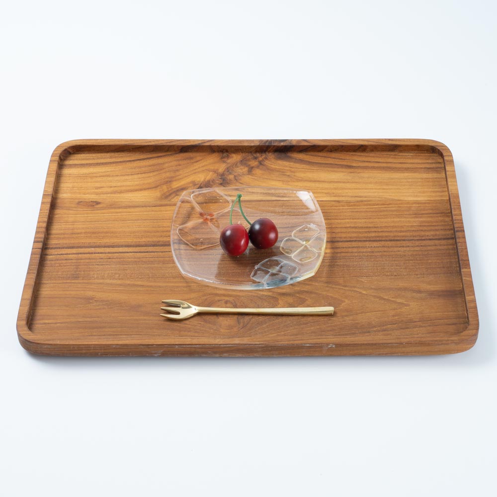 ガラス作家 佐々木翔子 角中皿 ライトオレンジ×ライトイエロー×ライトブルー ガラス作家 佐々木翔子 ガラスもの