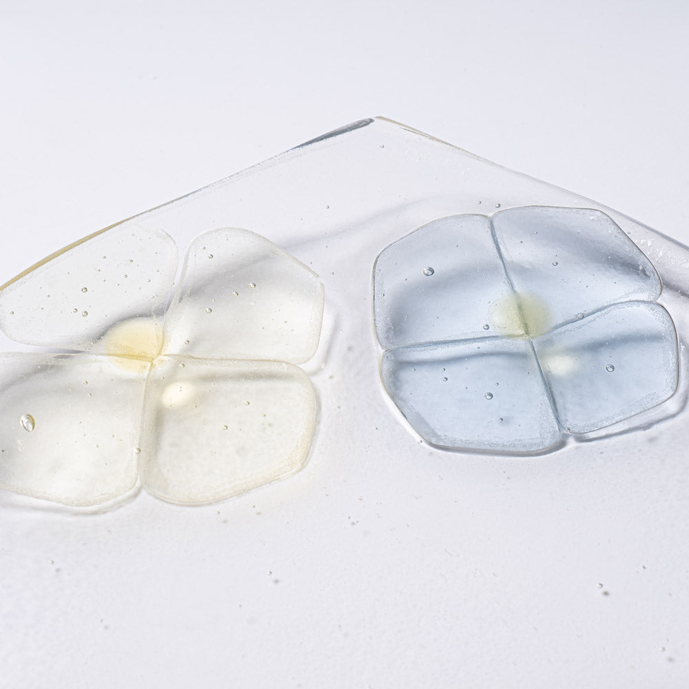 ガラス作家 佐々木翔子 角中皿 ライトオレンジ×ライトイエロー×ライトブルー ガラス作家 佐々木翔子 ガラスもの