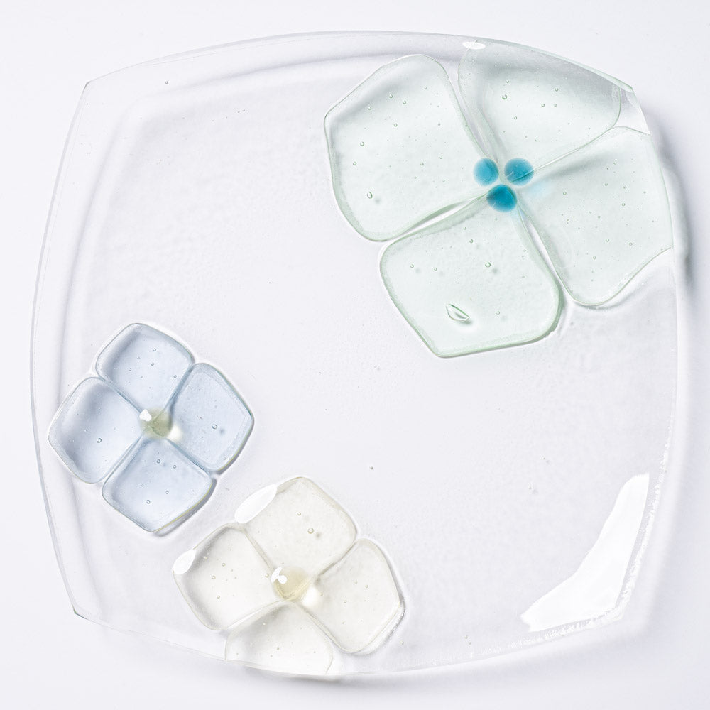 ガラス作家 佐々木翔子 角中皿 ライトグリーン×ライトイエロー×ライトグレー ガラス作家 佐々木翔子 ガラスもの