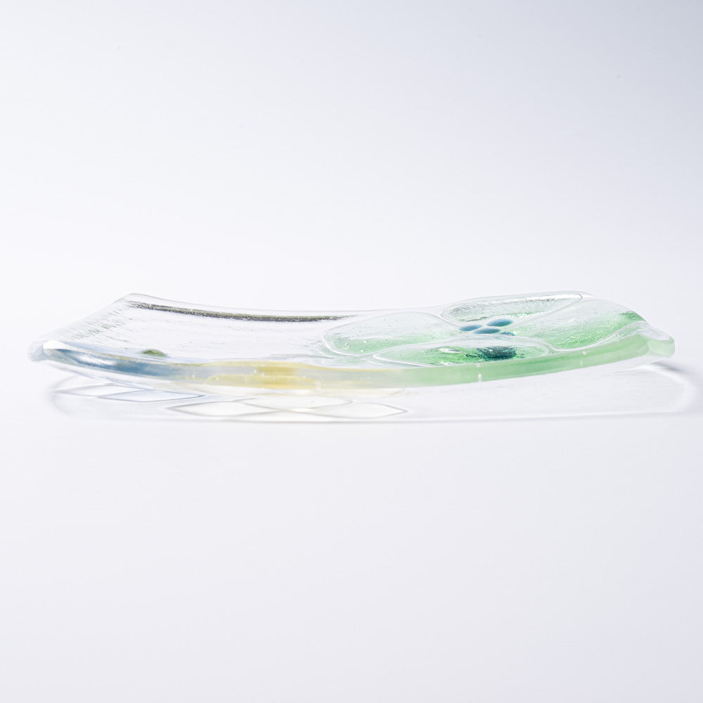 ガラス作家 佐々木翔子 角中皿 ライトグリーン×ライトイエロー×ライトグレー ガラス作家 佐々木翔子 ガラスもの