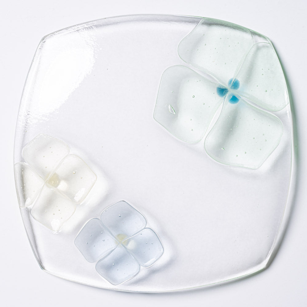 ガラス作家 佐々木翔子 角中皿 ライトグリーン×ライトイエロー×ライトグレー ガラス作家 佐々木翔子 ガラスもの