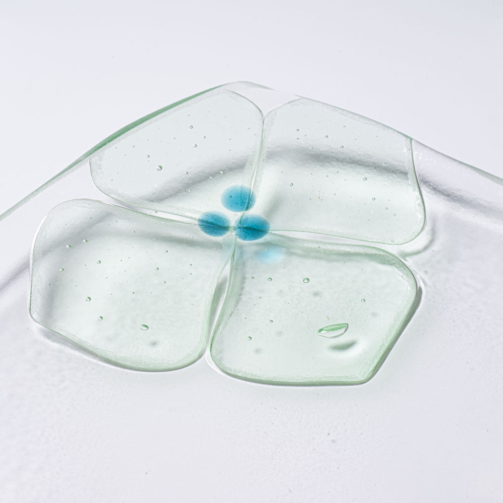 ガラス作家 佐々木翔子 角中皿 ライトグリーン×ライトイエロー×ライトグレー ガラス作家 佐々木翔子 ガラスもの