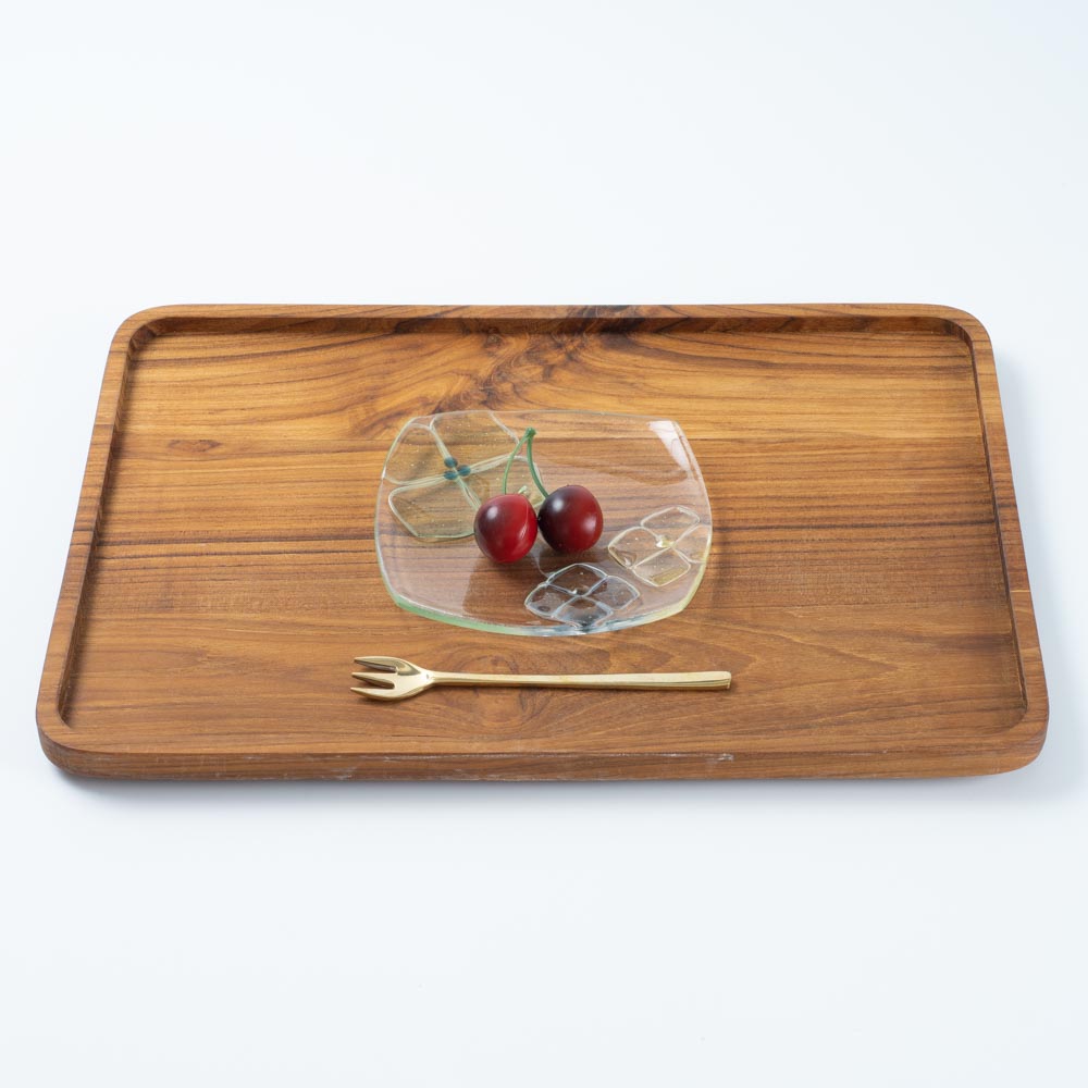 ガラス作家 佐々木翔子 角中皿 ライトグリーン×ライトイエロー×ライトグレー ガラス作家 佐々木翔子 ガラスもの