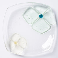 ガラス作家 佐々木翔子 角小皿 ライトグリーン×ライトイエロー ガラス作家 佐々木翔子 ガラスもの