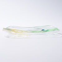 ガラス作家 佐々木翔子 角小皿 ライトグリーン×ライトイエロー ガラス作家 佐々木翔子 ガラスもの