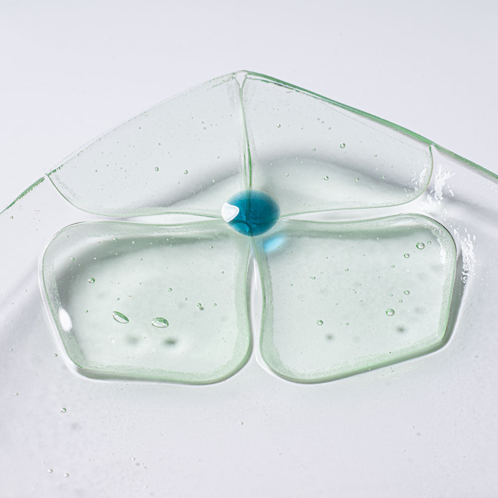 ガラス作家 佐々木翔子 角小皿 ライトグリーン×ライトイエロー ガラス作家 佐々木翔子 ガラスもの