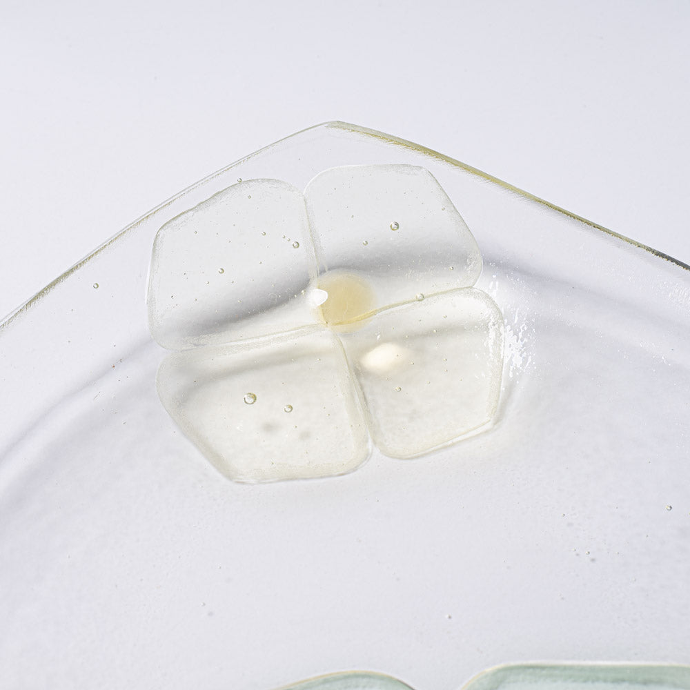 ガラス作家 佐々木翔子 角小皿 ライトグリーン×ライトイエロー ガラス作家 佐々木翔子 ガラスもの