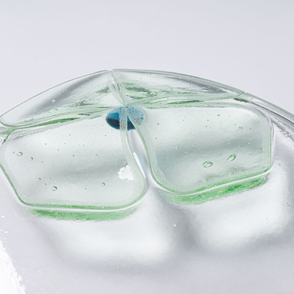 ガラス作家 佐々木翔子 角小皿 ライトグリーン×ライトイエロー ガラス作家 佐々木翔子 ガラスもの