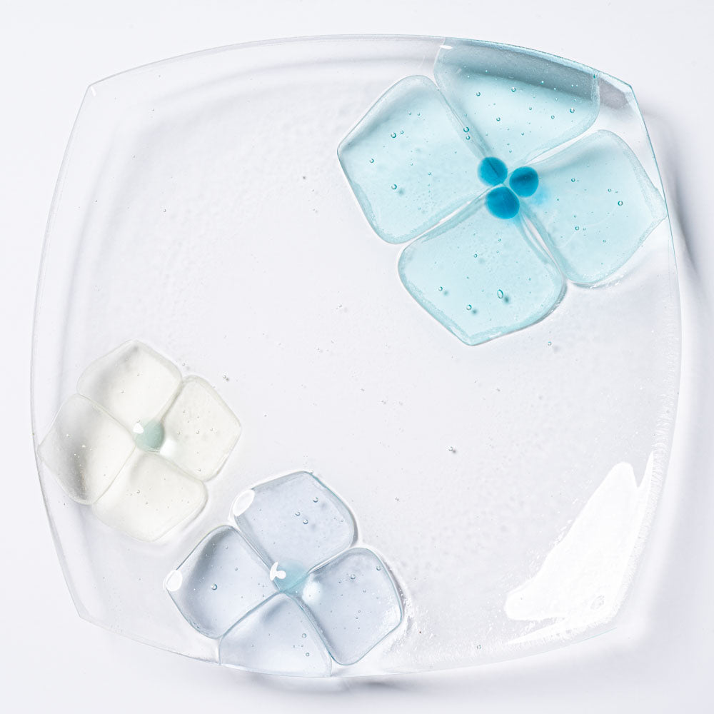 ガラス作家 佐々木翔子 角中皿 ライトブルー×ライトグレー×ライトイエロー ガラス作家 佐々木翔子 ガラスもの