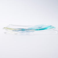 ガラス作家 佐々木翔子 角中皿 ライトブルー×ライトグレー×ライトイエロー ガラス作家 佐々木翔子 ガラスもの