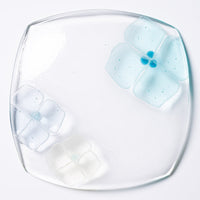 ガラス作家 佐々木翔子 角中皿 ライトブルー×ライトグレー×ライトイエロー ガラス作家 佐々木翔子 ガラスもの