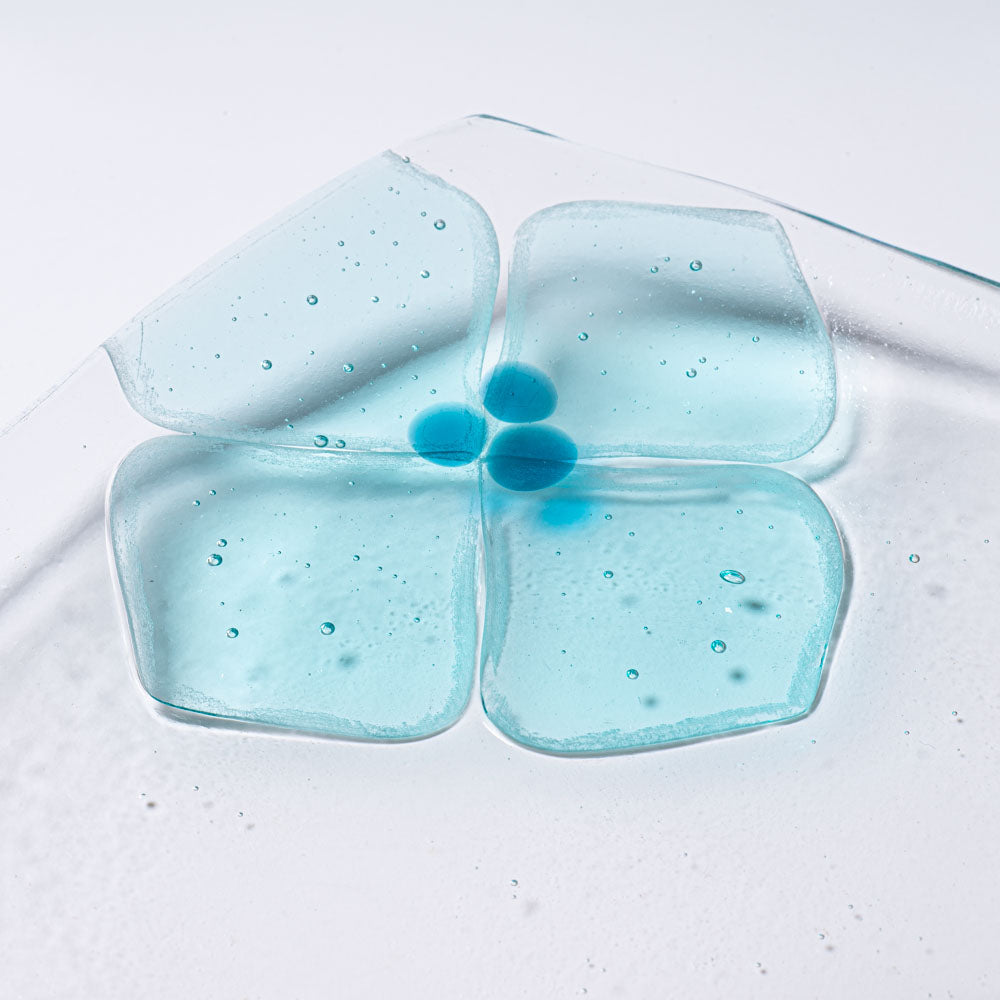 ガラス作家 佐々木翔子 角中皿 ライトブルー×ライトグレー×ライトイエロー ガラス作家 佐々木翔子 ガラスもの