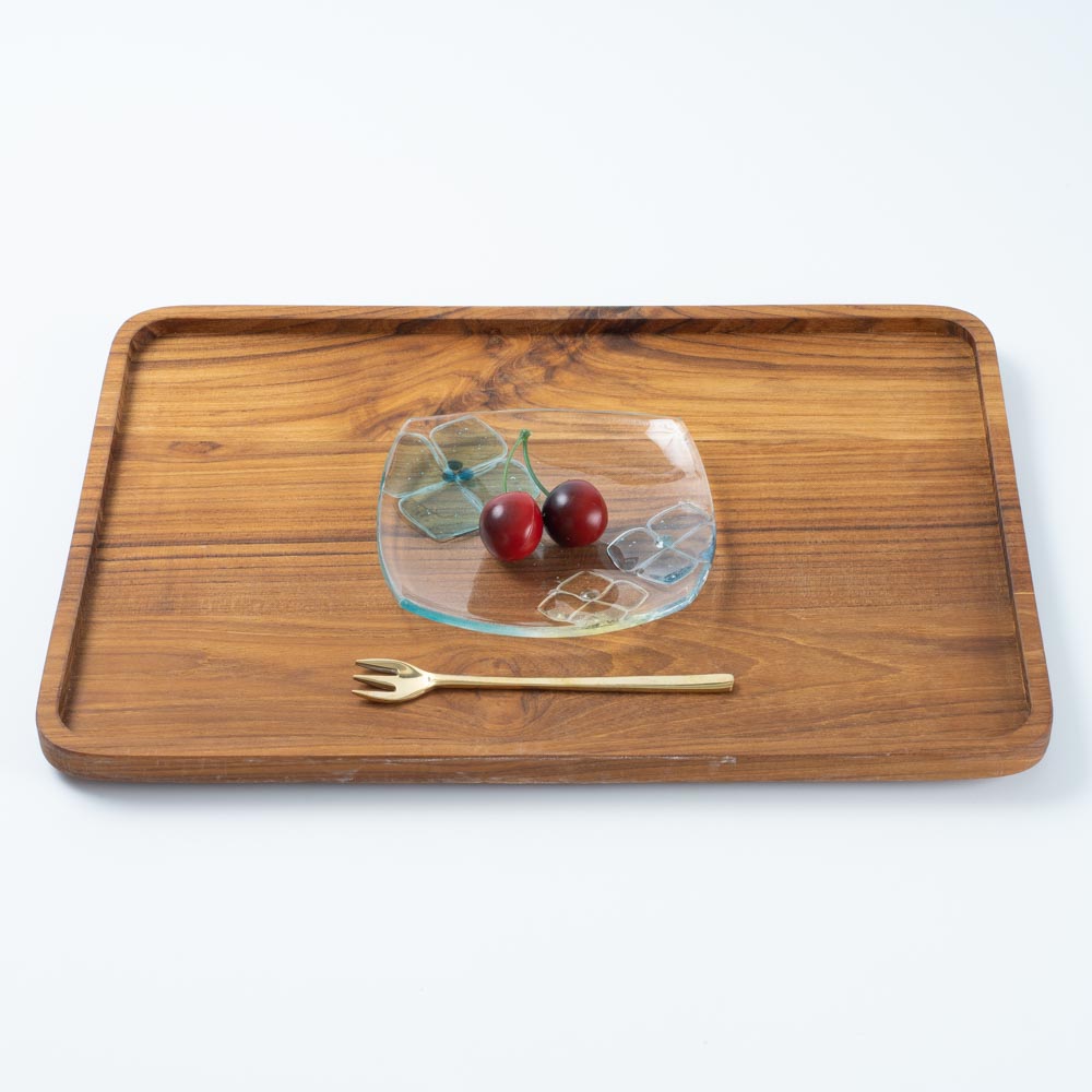 ガラス作家 佐々木翔子 角中皿 ライトブルー×ライトグレー×ライトイエロー ガラス作家 佐々木翔子 ガラスもの