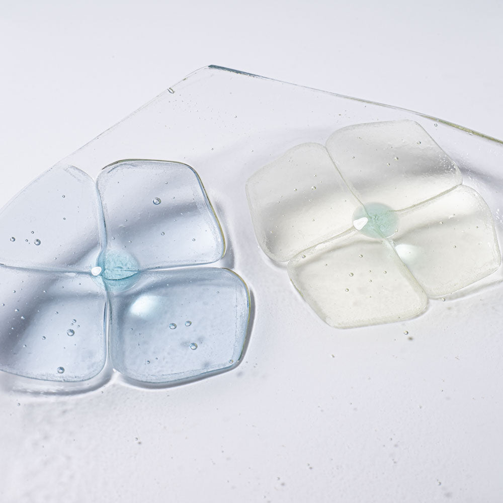 ガラス作家 佐々木翔子 角中皿 ライトブルー×ライトグレー×ライトイエロー ガラス作家 佐々木翔子 ガラスもの