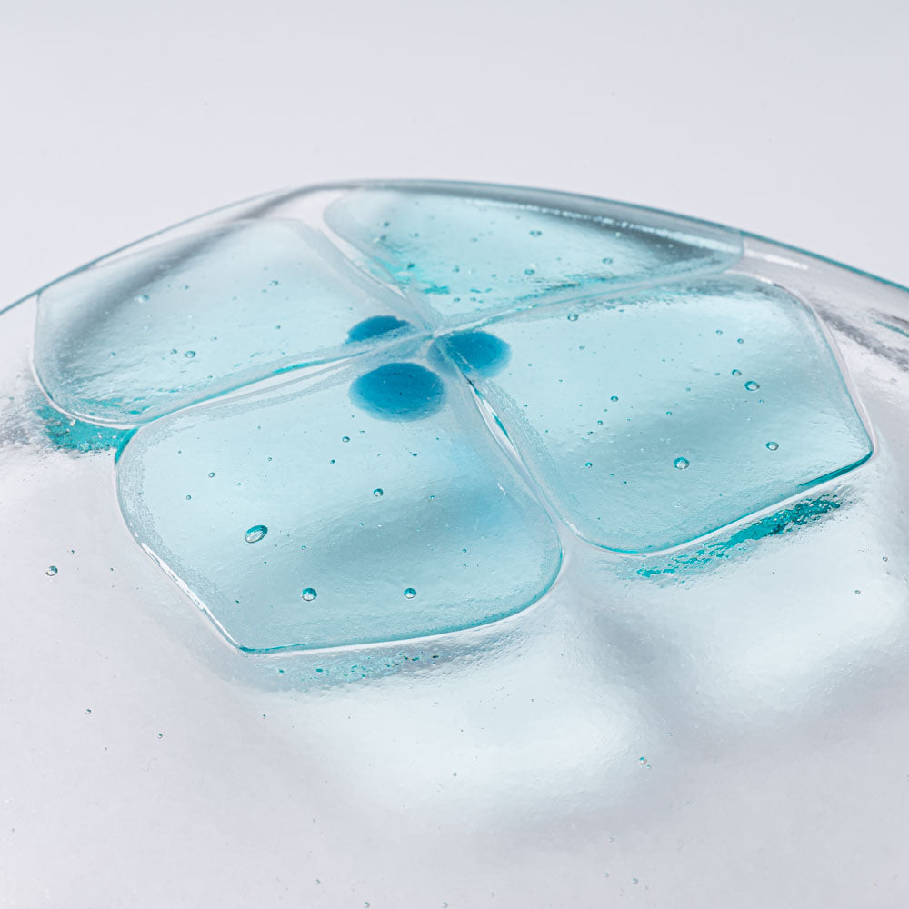 ガラス作家 佐々木翔子 角中皿 ライトブルー×ライトグレー×ライトイエロー ガラス作家 佐々木翔子 ガラスもの