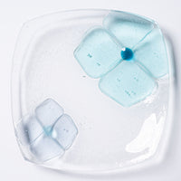 ガラス作家 佐々木翔子 角小皿 ライトブルー×ライトグレー ガラス作家 佐々木翔子 ガラスもの