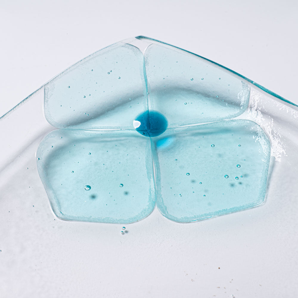 ガラス作家 佐々木翔子 角小皿 ライトブルー×ライトグレー ガラス作家 佐々木翔子 ガラスもの