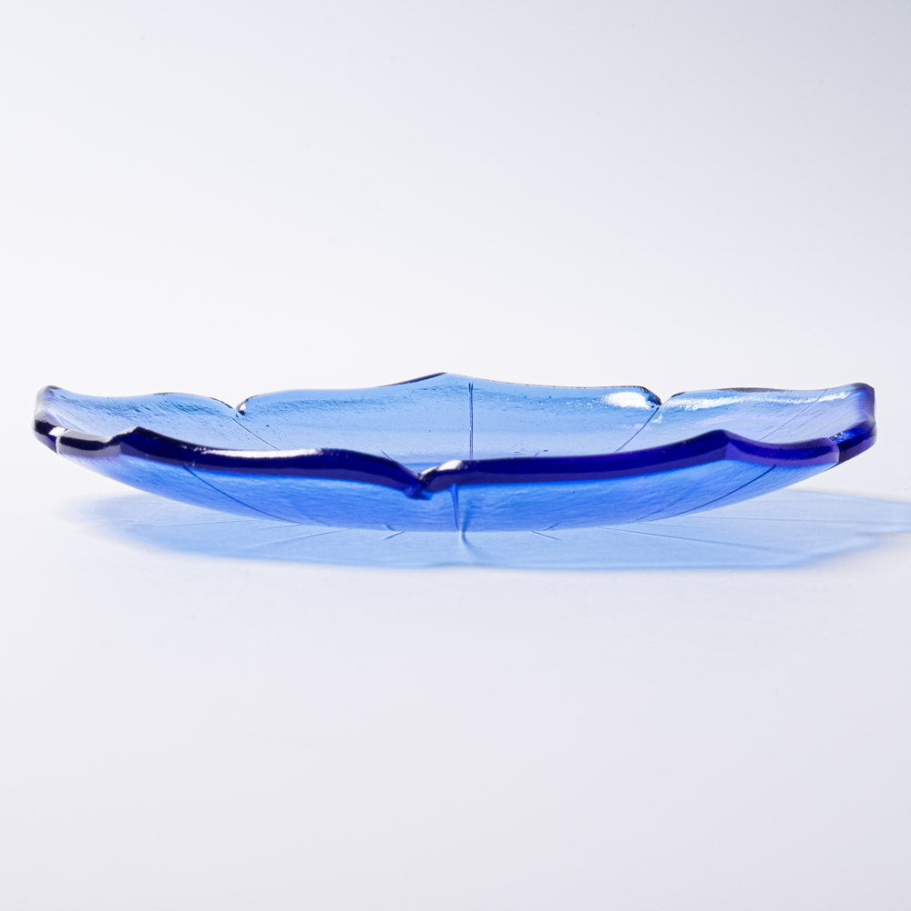 ガラス作家 佐々木翔子 花型小皿 ブルー ガラス作家 佐々木翔子 ガラスもの