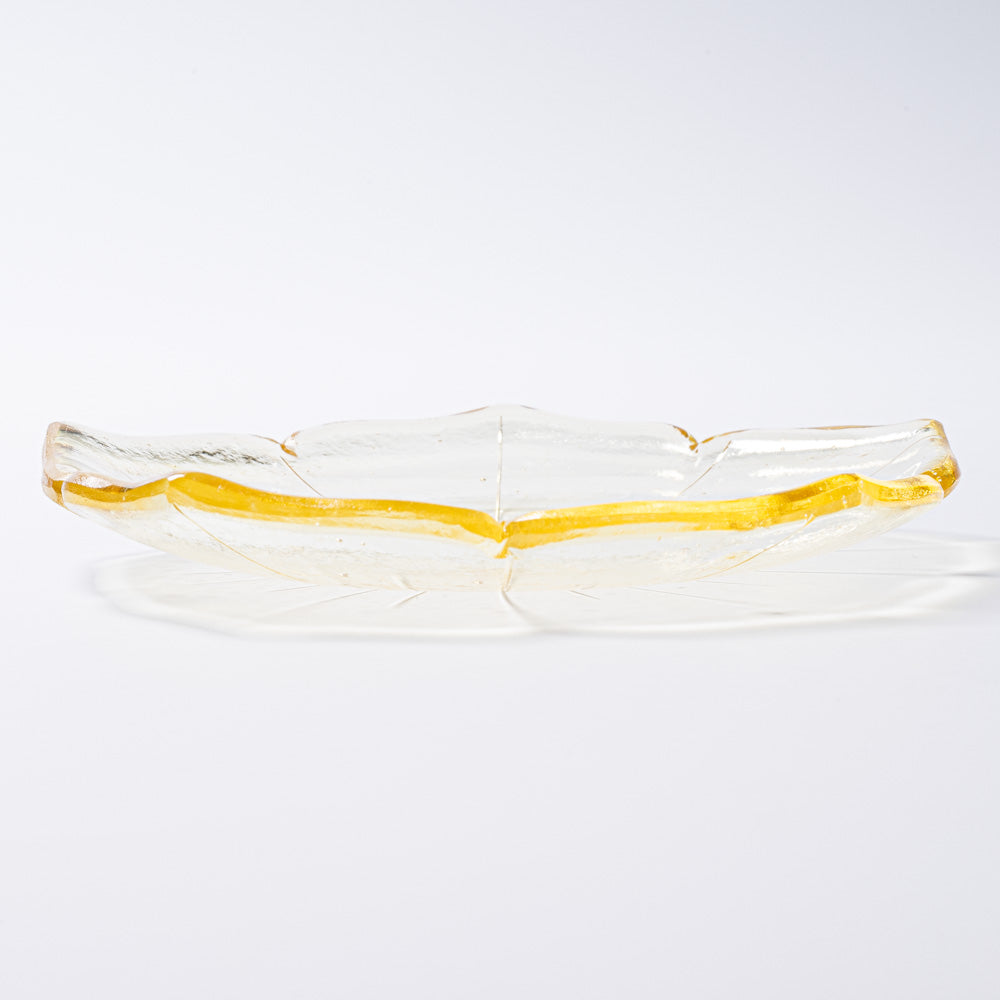 ガラス作家 佐々木翔子 花型小皿 ライトイエロー ガラス作家 佐々木翔子 ガラスもの