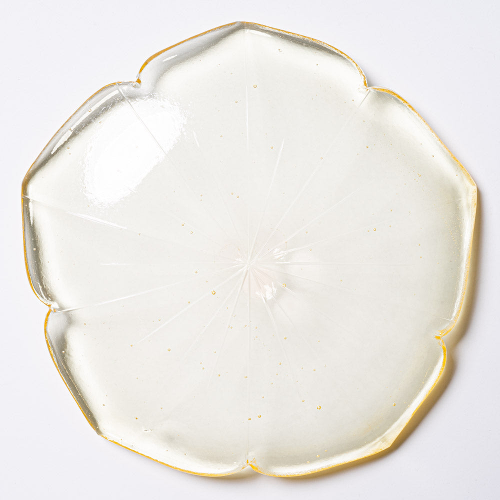 ガラス作家 佐々木翔子 花型小皿 ライトイエロー ガラス作家 佐々木翔子 ガラスもの