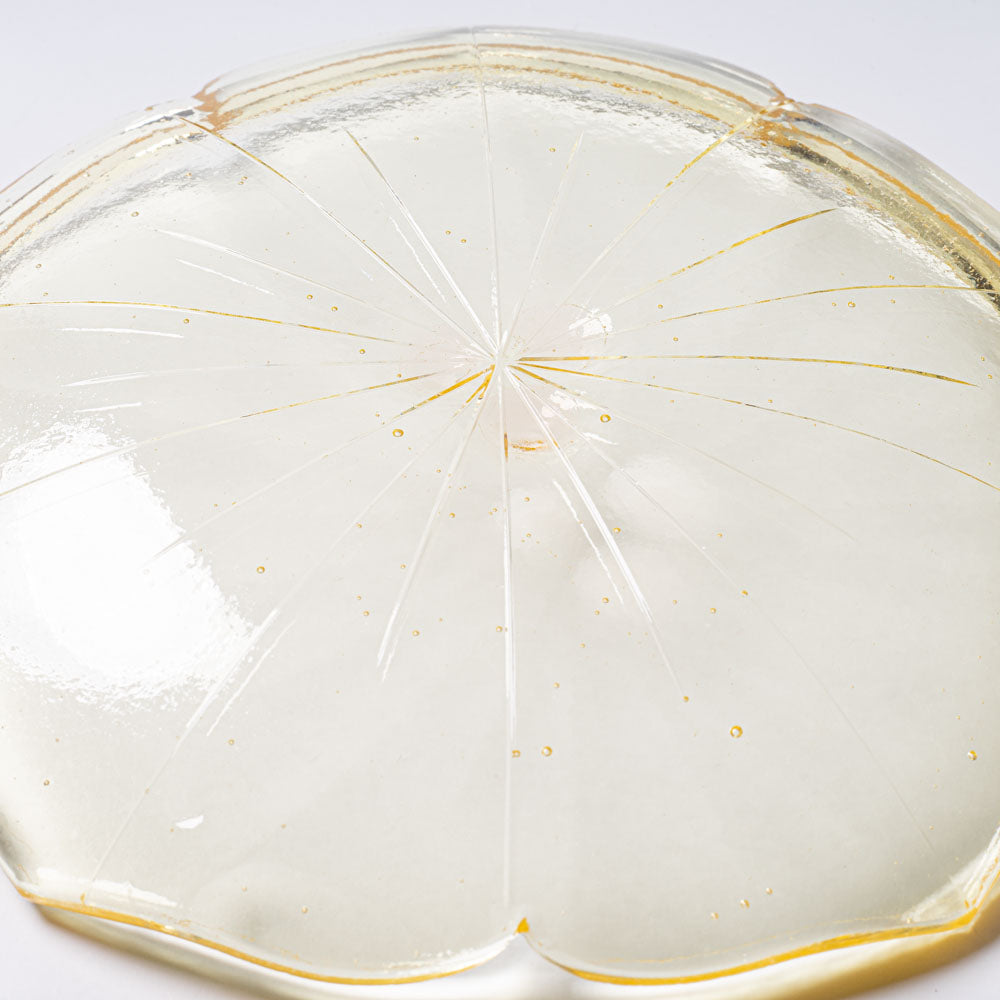 ガラス作家 佐々木翔子 花型小皿 ライトイエロー ガラス作家 佐々木翔子 ガラスもの