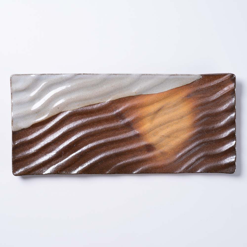 津軽金山焼 雪国 フライプレート(長角) 津軽金山焼 津軽金山焼