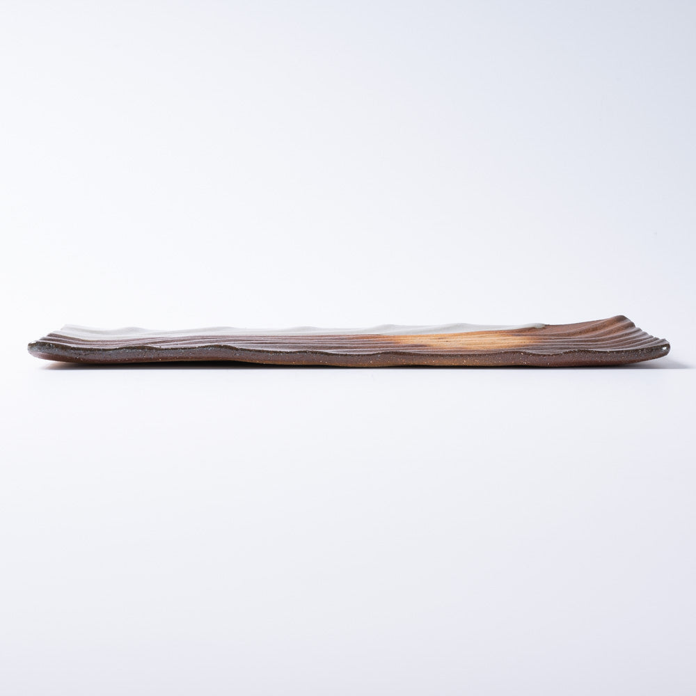 津軽金山焼 雪国 フライプレート(長角) 津軽金山焼 津軽金山焼