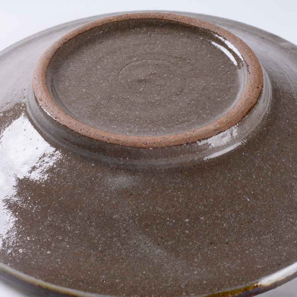 やちむん工房瀬底島ポタリー 五寸皿 花柄ドット茶と緑 やちむん工房瀬底島ポタリー やちむん