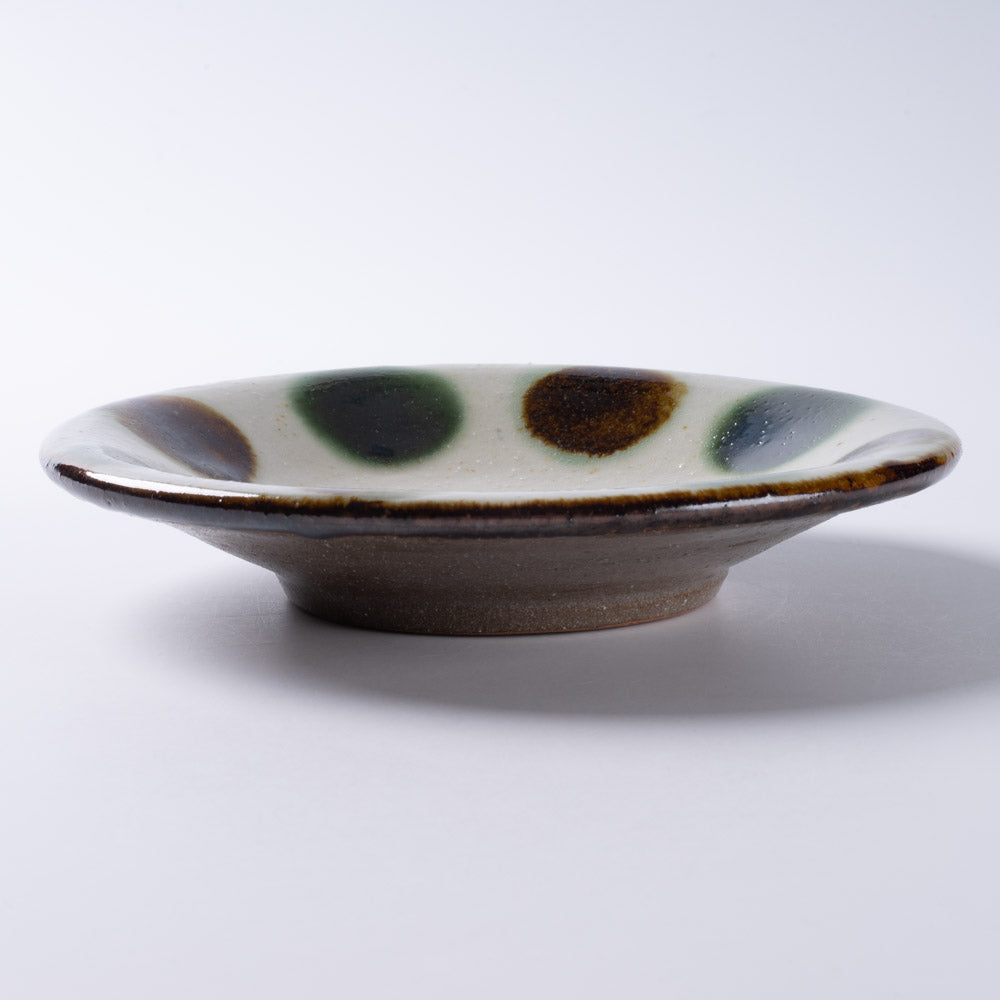 やちむん工房瀬底島ポタリー 五寸皿 ドット茶と緑 ¥3,080 大人の焼き物