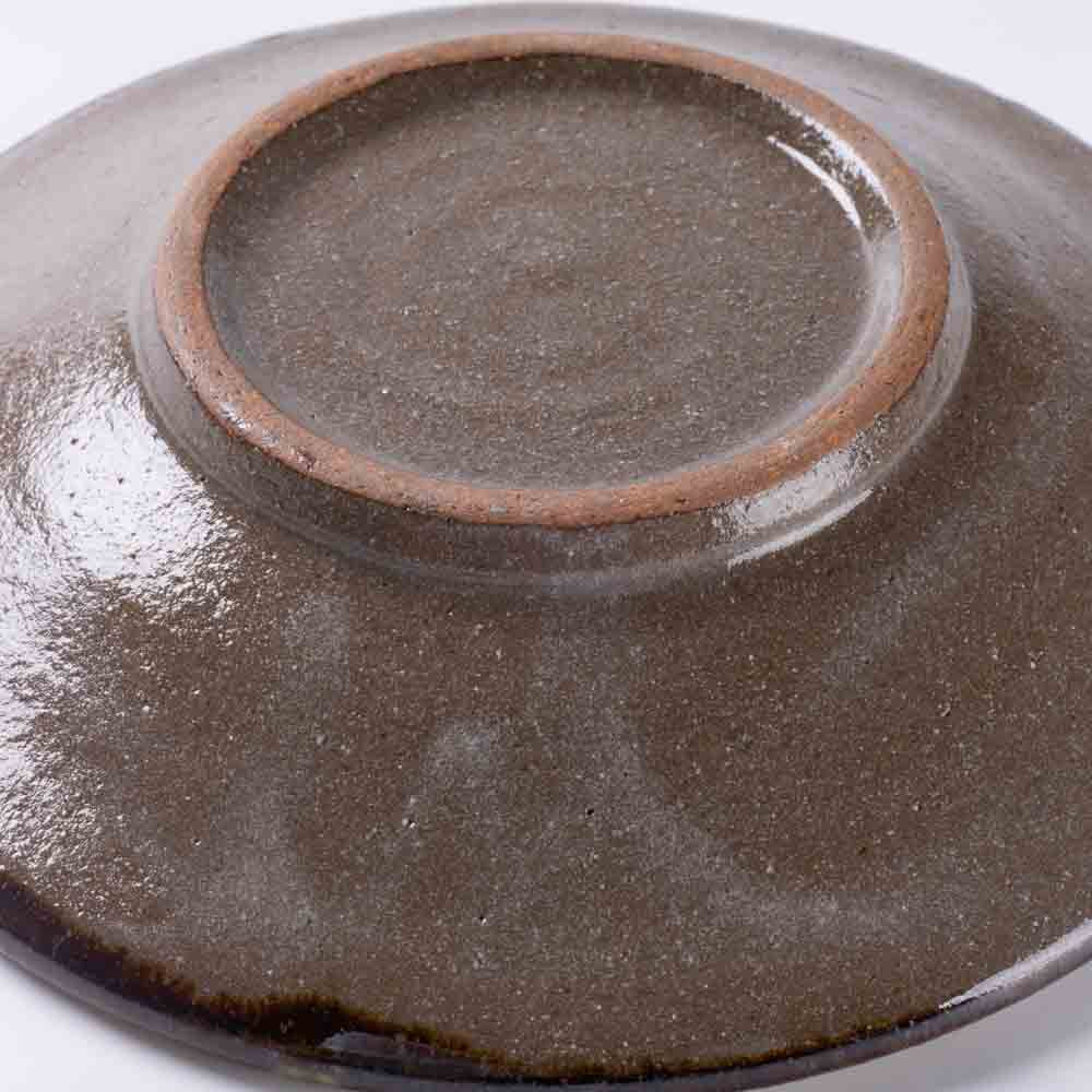 やちむん工房瀬底島ポタリー 五寸皿 ドット茶と緑 やちむん工房瀬底島ポタリー やちむん