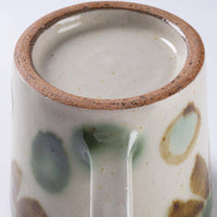 やちむん工房瀬底島ポタリー マグカップ 花柄ドット茶と緑 やちむん工房瀬底島ポタリー やちむん