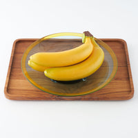 ガラス作家 梶原理恵子 三つ足バイカラープレート イエロー×ライトブルー ガラス作家 梶原理恵子 ガラスもの