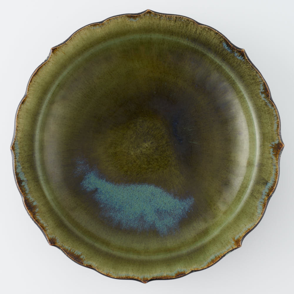 作家 村澤享 青銅釉稜花皿 作家 村澤享 陶磁器作家もの