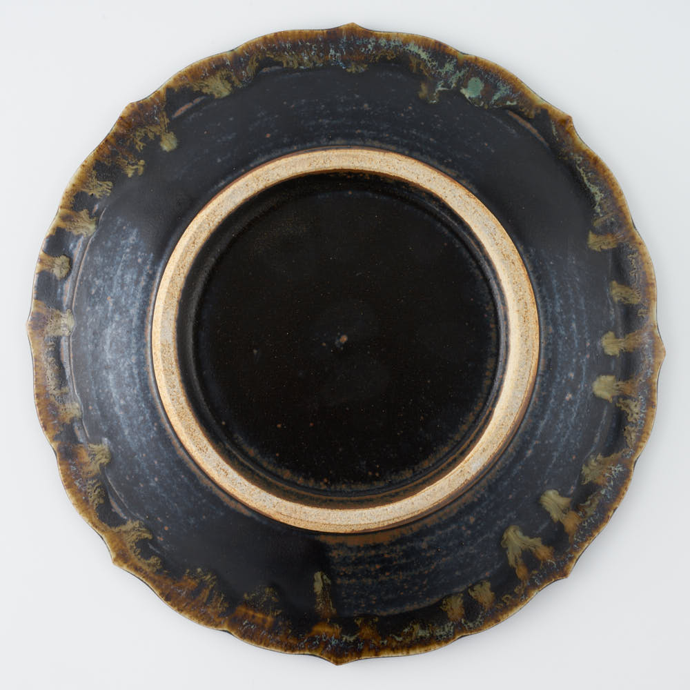 作家 村澤享 青銅釉稜花皿 作家 村澤享 陶磁器作家もの