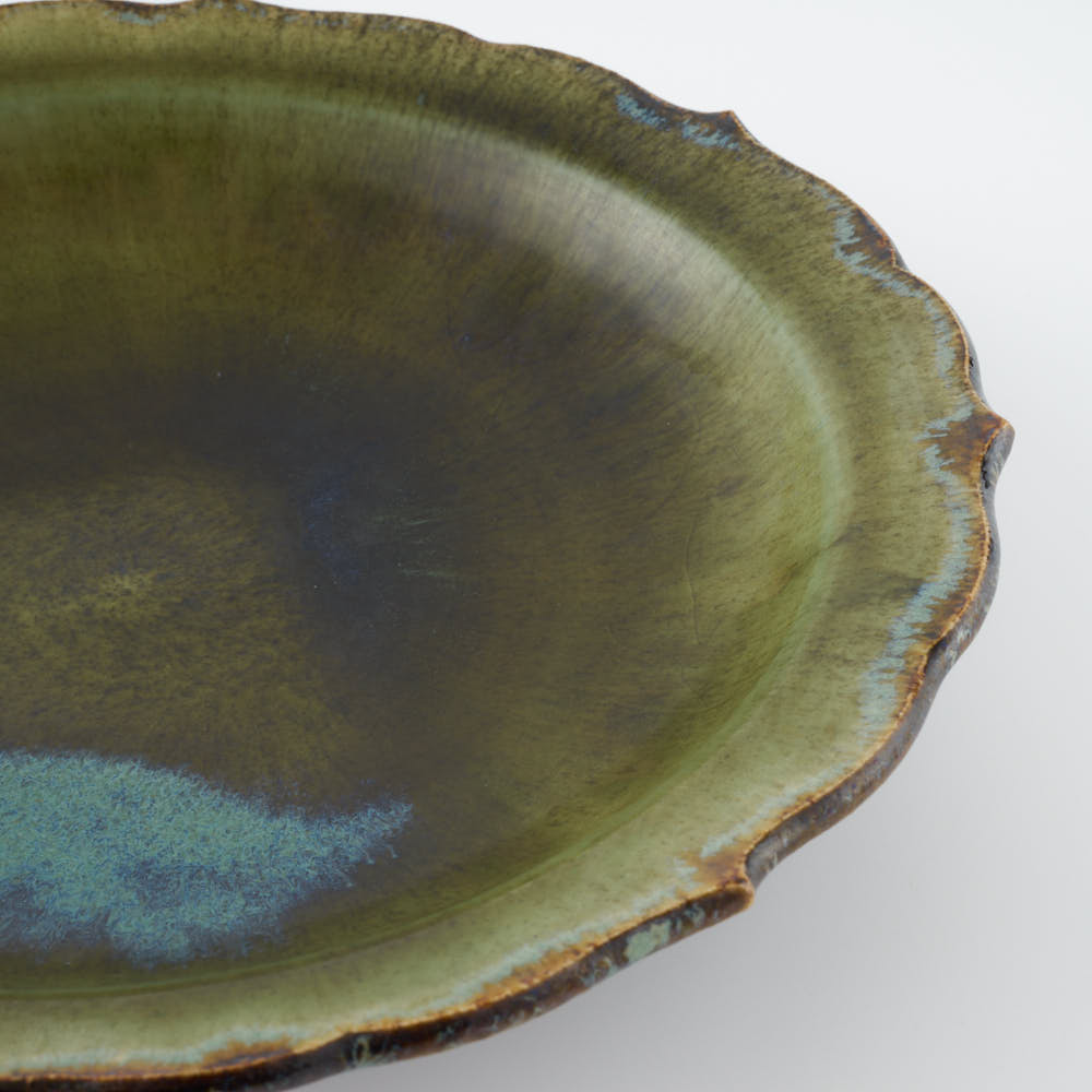作家 村澤享 青銅釉稜花皿 作家 村澤享 陶磁器作家もの
