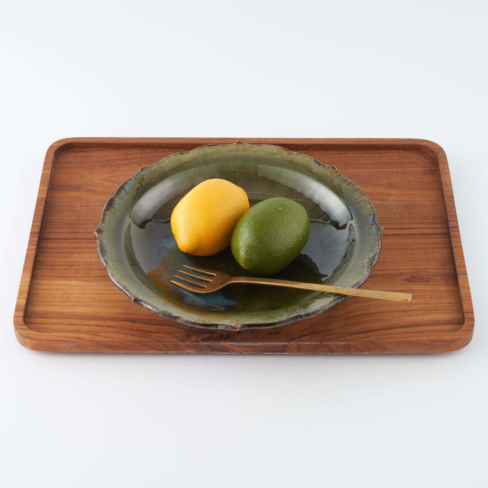 作家 村澤享 青銅釉稜花皿 作家 村澤享 陶磁器作家もの