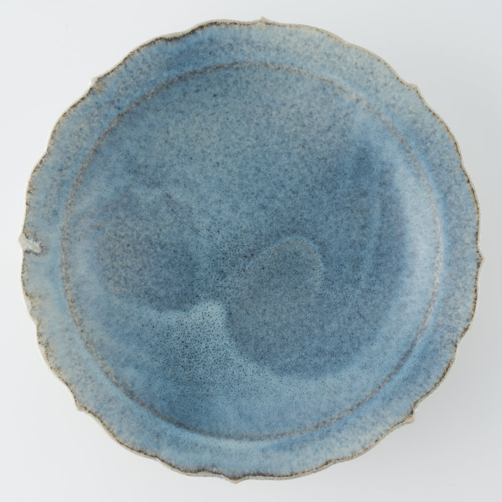 作家 村澤享 青マット釉稜花皿 作家 村澤享 陶磁器作家もの
