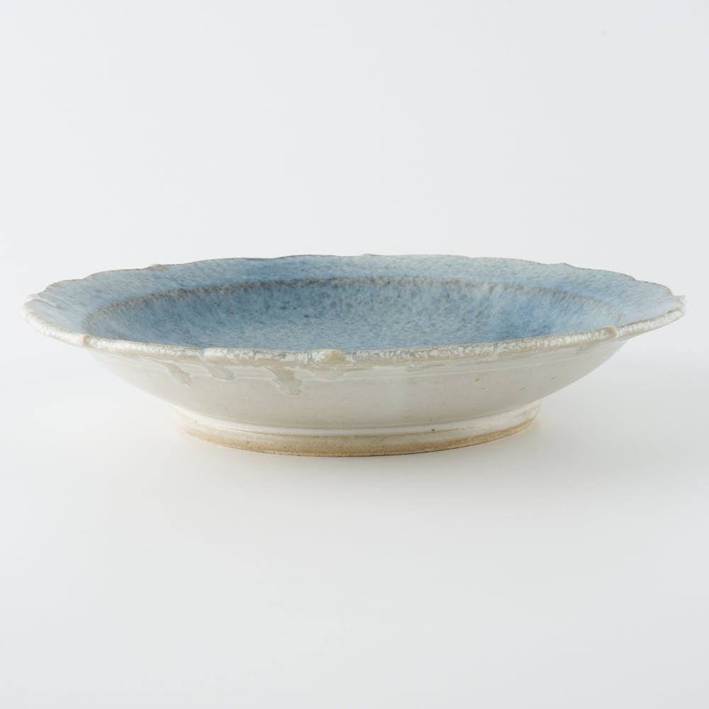 作家 村澤享 青マット釉稜花皿 作家 村澤享 陶磁器作家もの