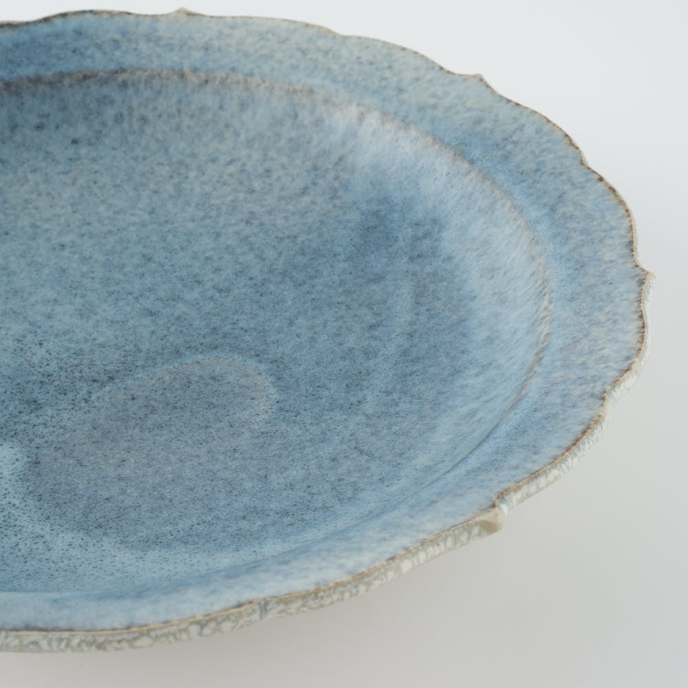作家 村澤享 青マット釉稜花皿 作家 村澤享 陶磁器作家もの