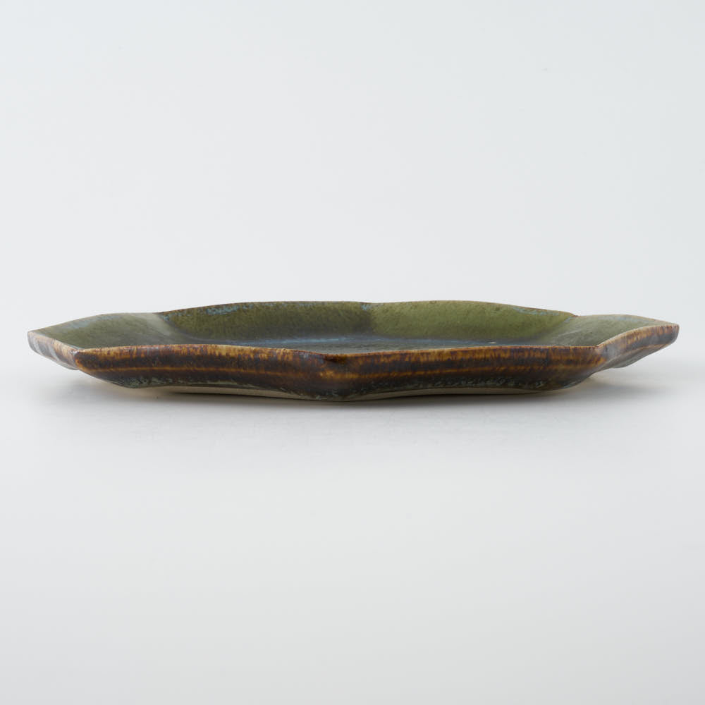 作家 村澤享 青銅釉八角皿 作家 村澤享 陶磁器作家もの