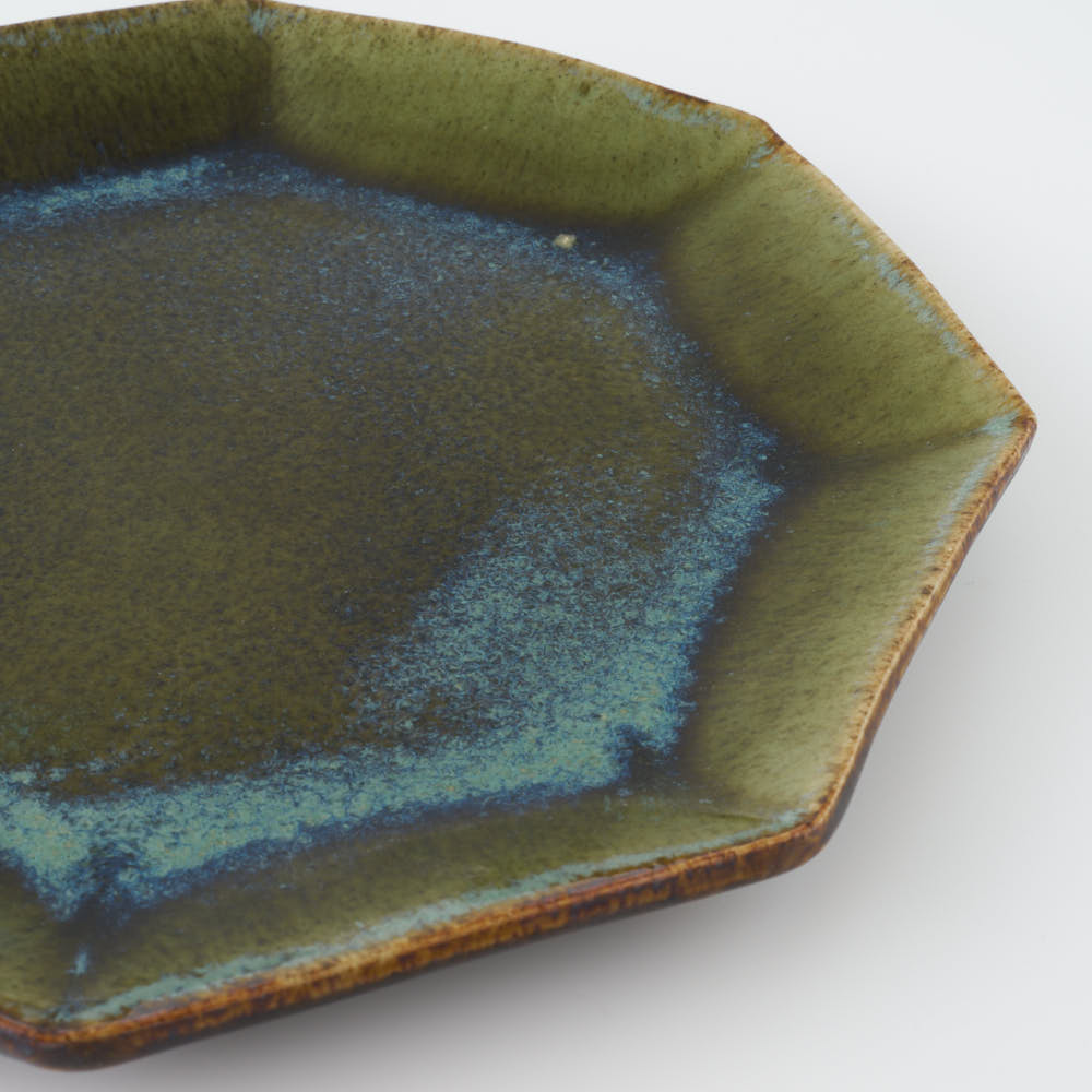 作家 村澤享 青銅釉八角皿 作家 村澤享 陶磁器作家もの
