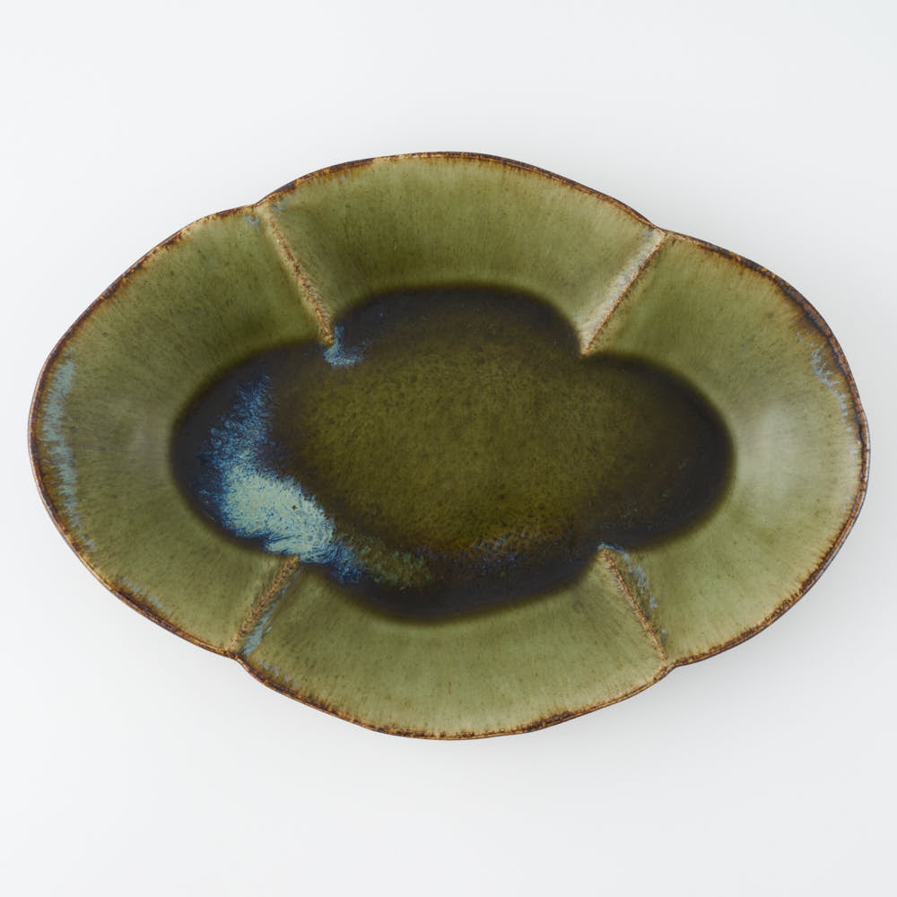 作家 村澤享 青銅釉花型皿 作家 村澤享 陶磁器作家もの