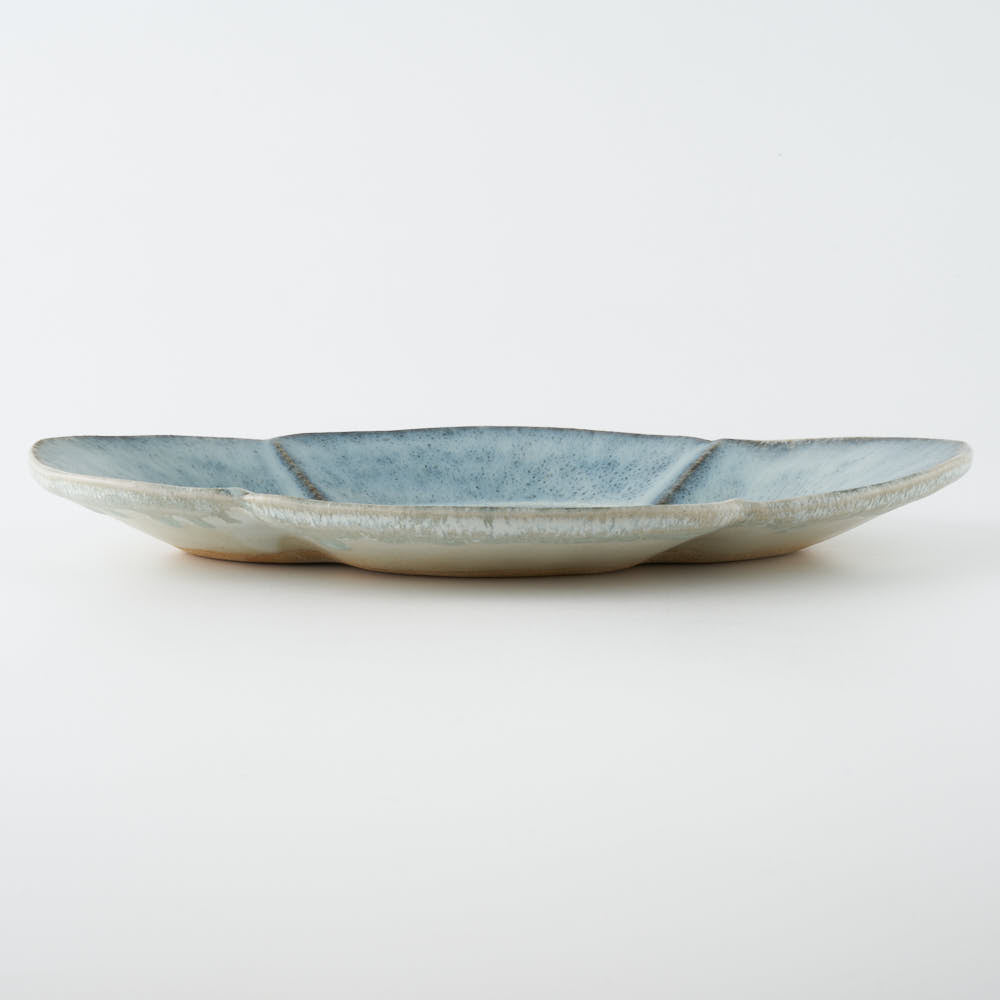 作家 村澤享 青マット釉花型皿 作家 村澤享 陶磁器作家もの