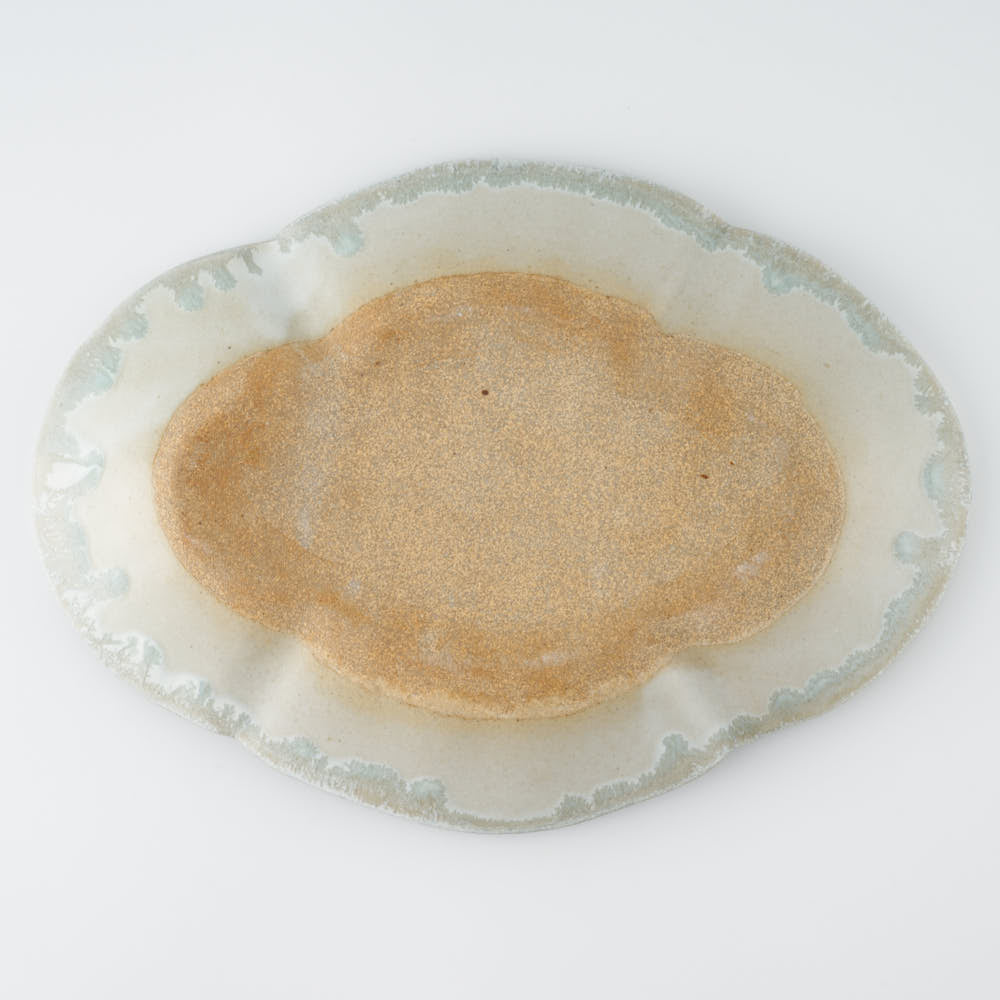 作家 村澤享 青マット釉花型皿 作家 村澤享 陶磁器作家もの