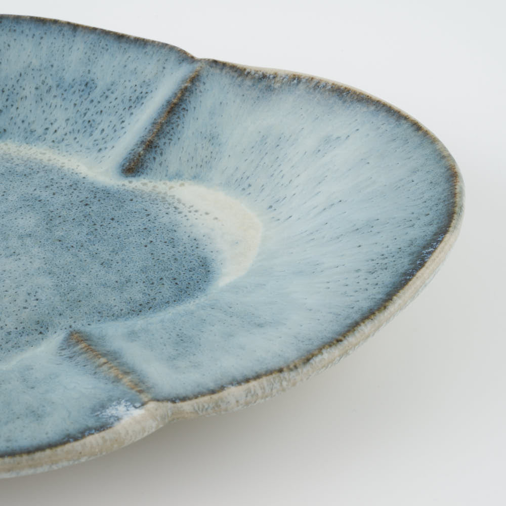 作家 村澤享 青マット釉花型皿 作家 村澤享 陶磁器作家もの