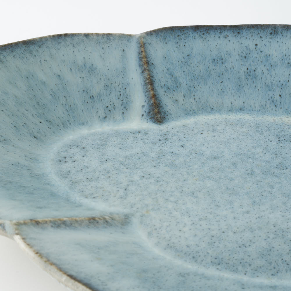 作家 村澤享 青マット釉花型皿 作家 村澤享 陶磁器作家もの