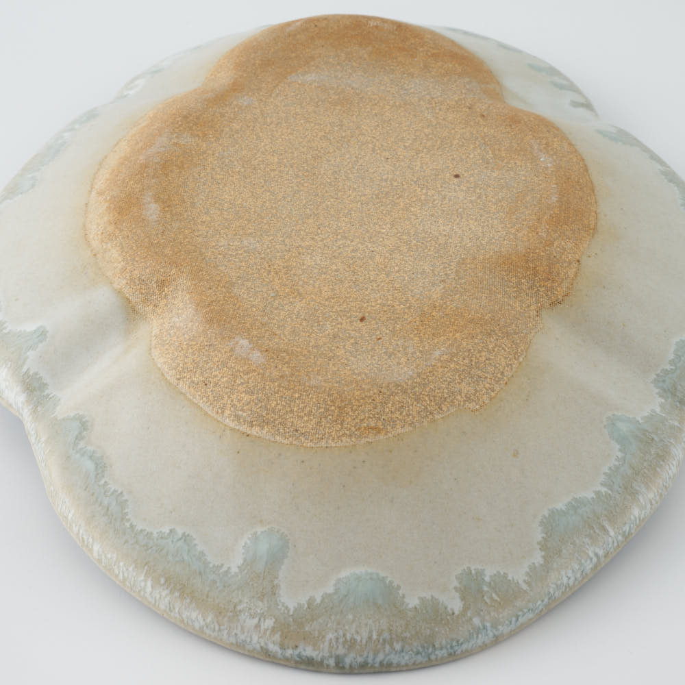 作家 村澤享 青マット釉花型皿 作家 村澤享 陶磁器作家もの