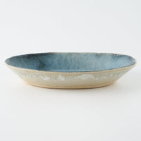 作家 村澤享 青マット釉楕円鉢 作家 村澤享 陶磁器作家もの