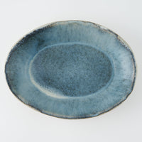 作家 村澤享 青マット釉楕円鉢 作家 村澤享 陶磁器作家もの